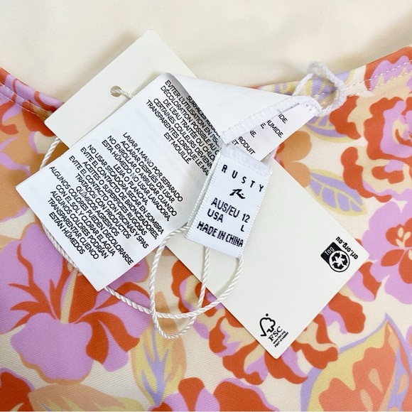 Rusty Surf Paddlesuit Long Sleeve Floral Open Back One-Piece Swimsuit Large - Picture 3 of 3